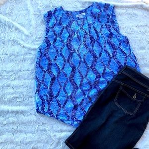 Liz Claiborne Blue Dot Silky Sleeveless Top-1X